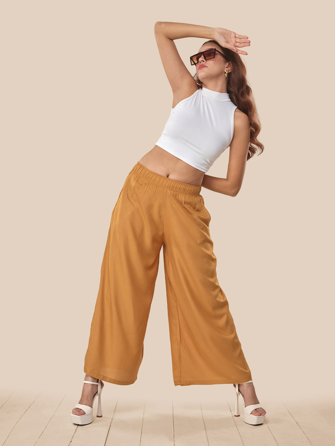 LYRA Wide Leg Cotton Palazzo