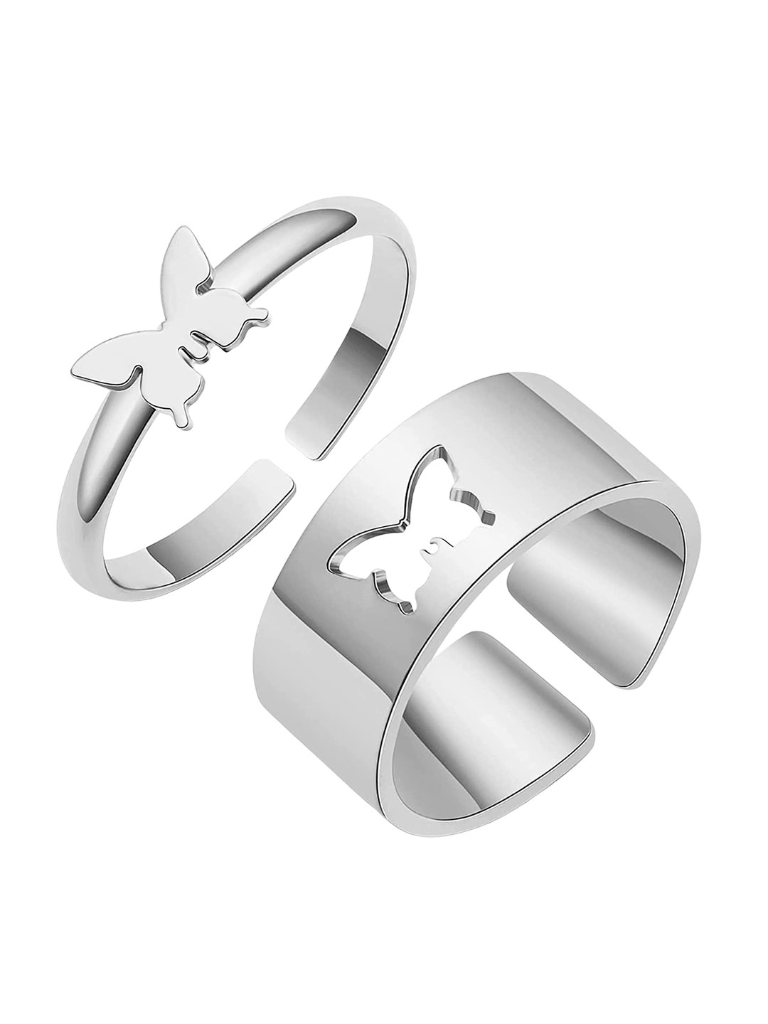 The Pari Set Of 2 Silver-Plated Finger Rings