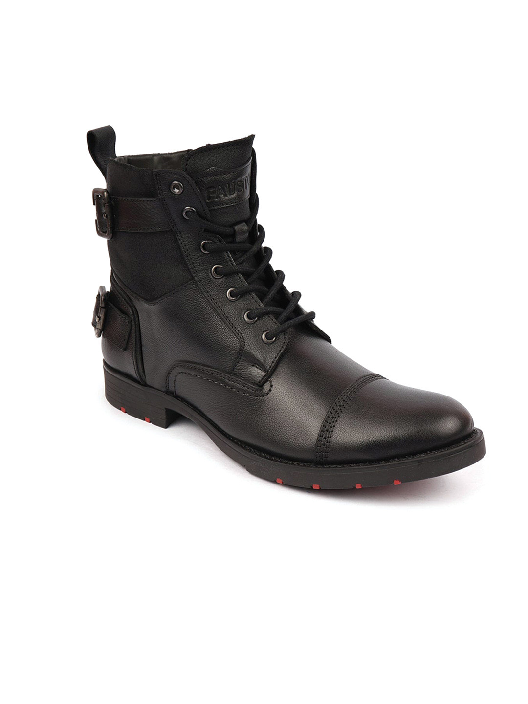FAUSTO Men High Ankle Genuine Leather Combat Boots
