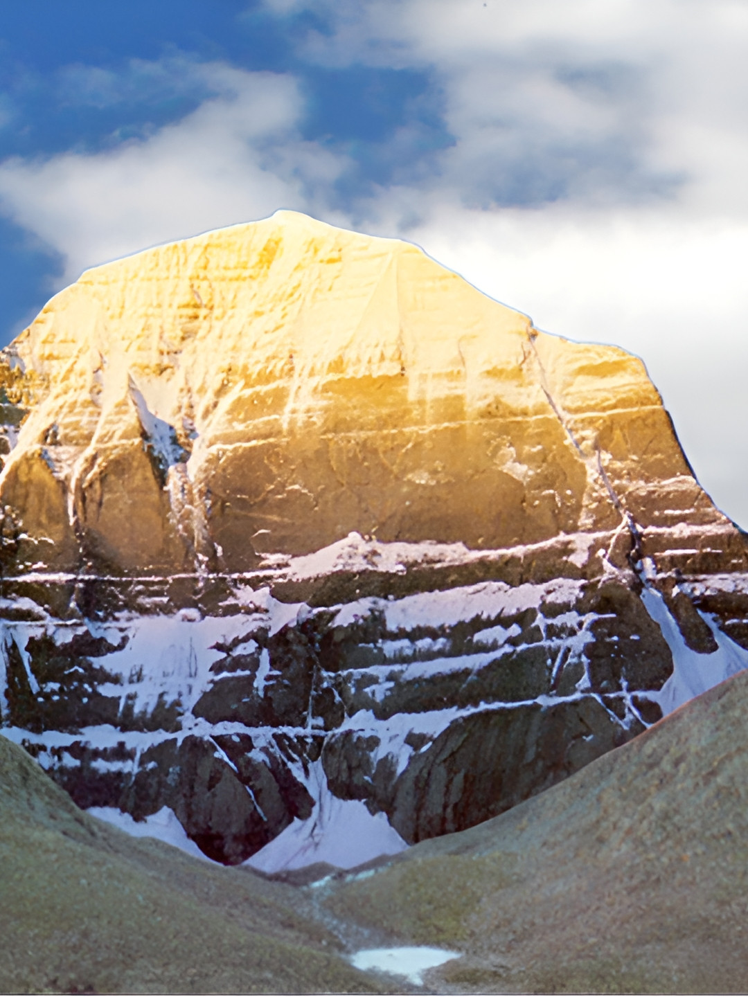 PnF Blue & Yellow Kailash Mansarovar Painting Wall Stickers