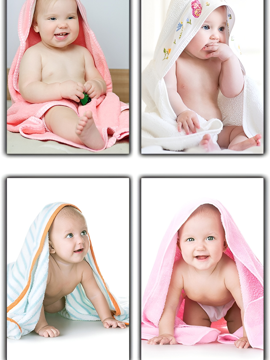 PnF Pink & White 4 Pieces Wall Baby Posters