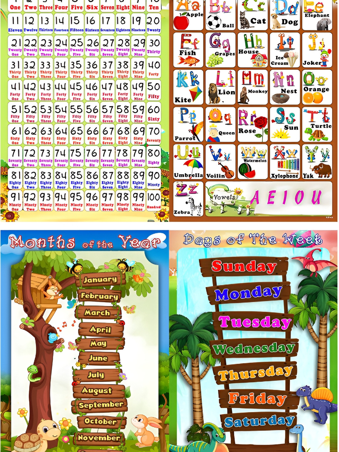 PnF White 4 Piece Paper Alphabet & Number  With Month of year and days of week Sticker