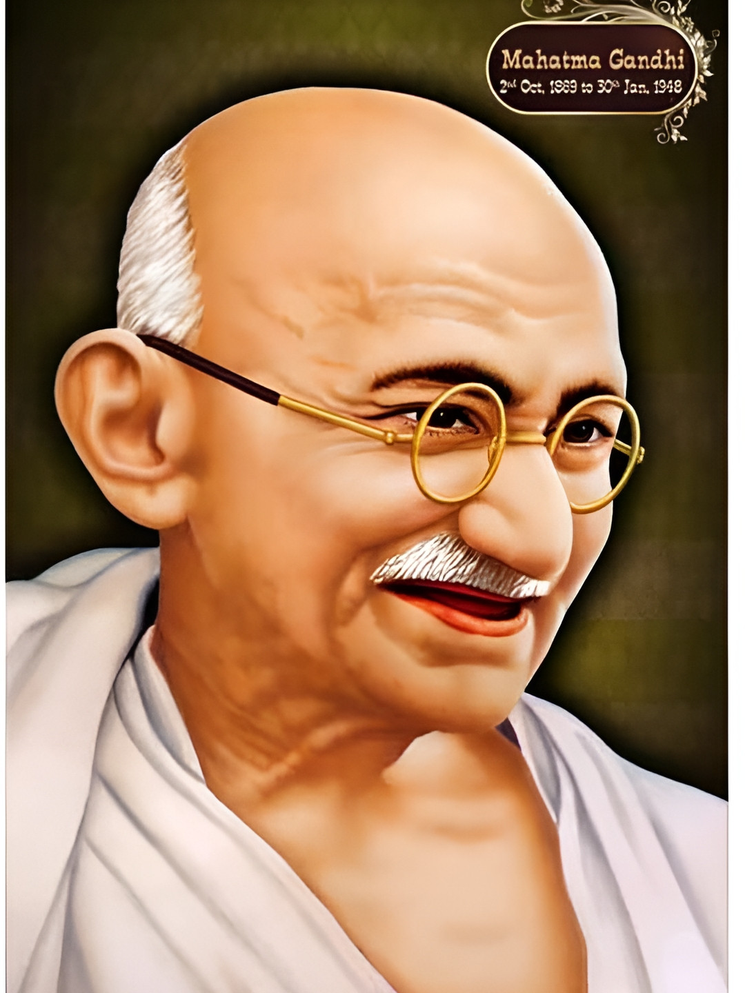 PnF White & Brown Mahatma Gandhi Water Proof  Wall Sticker
