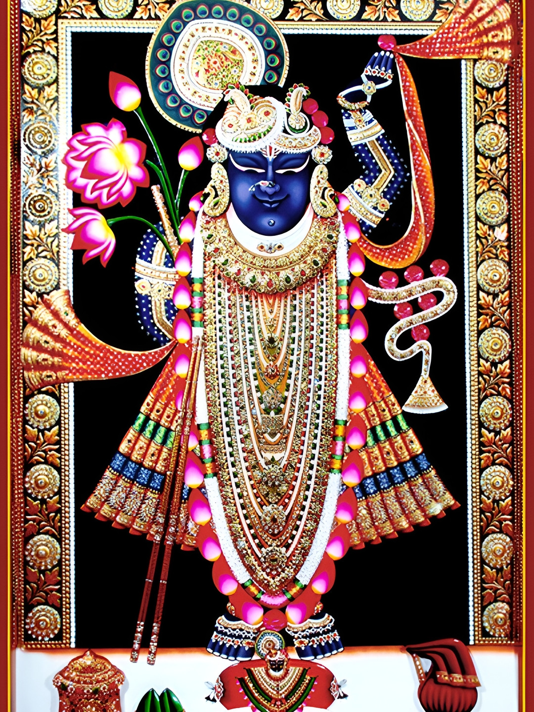 PnF Shrinathji Nathdwara Paper Wall Rectangle Photographs Wall Art - 18 x 12 In