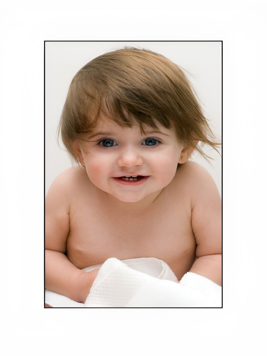 PnF White & Brown Smiling Baby Printed Paper Wall Sticker