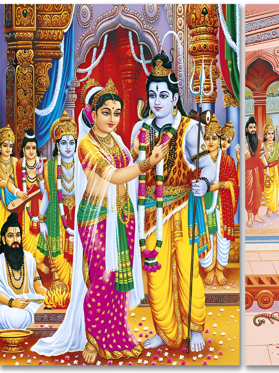 PnF Shiv Vivah Paper Wall Rectangle Photographs Wall Art -18x12In