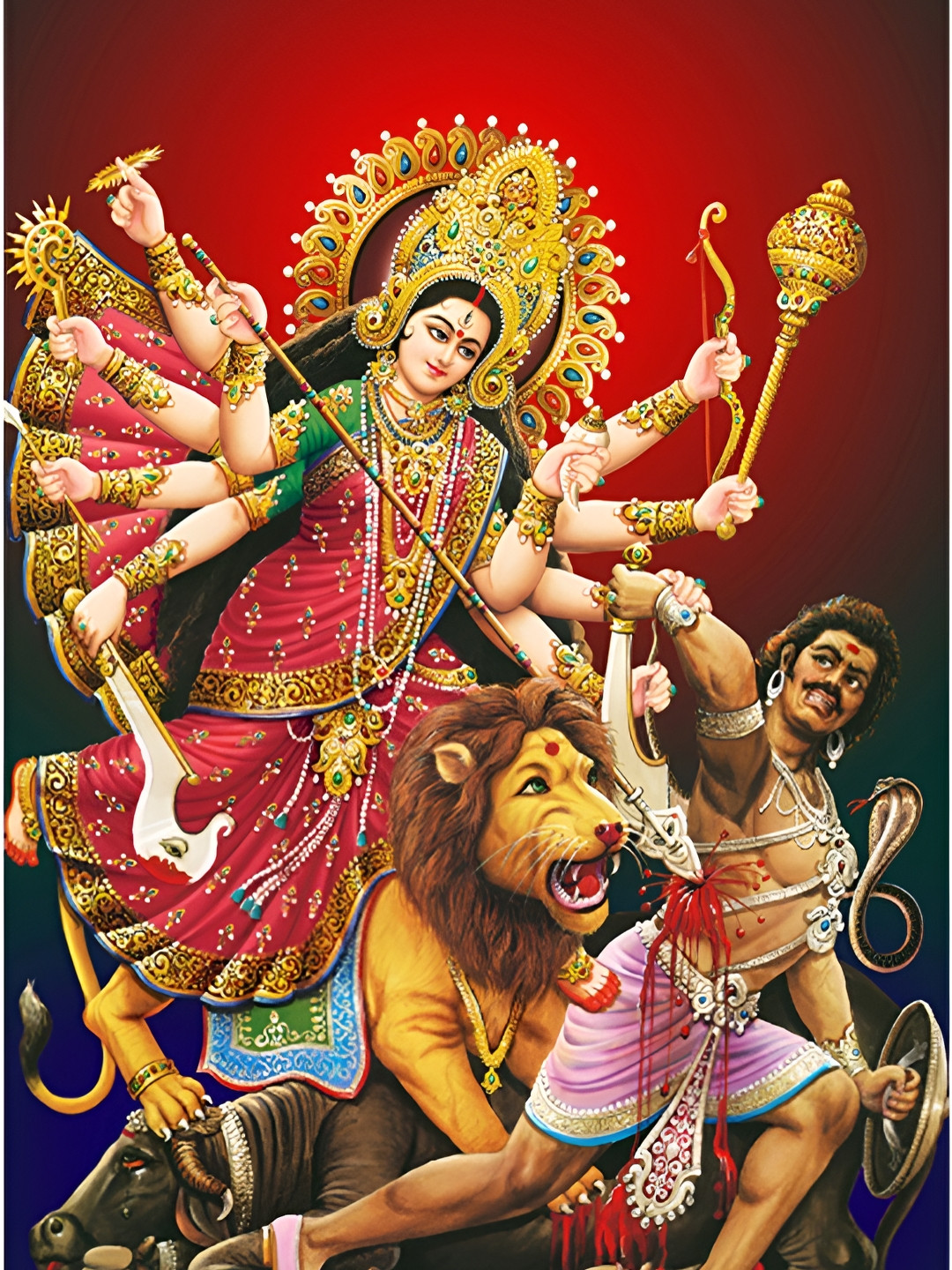 PnF Red & Black Maa Kaali Mata Ji Religious Wall Photograph