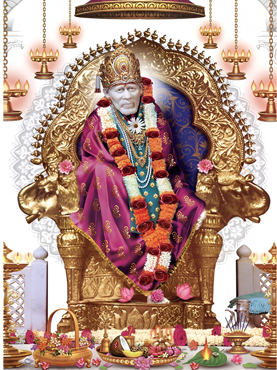 PnF Sai Baba Paper Wall Rectangle Photographs Wall Art - 18 x 12 In