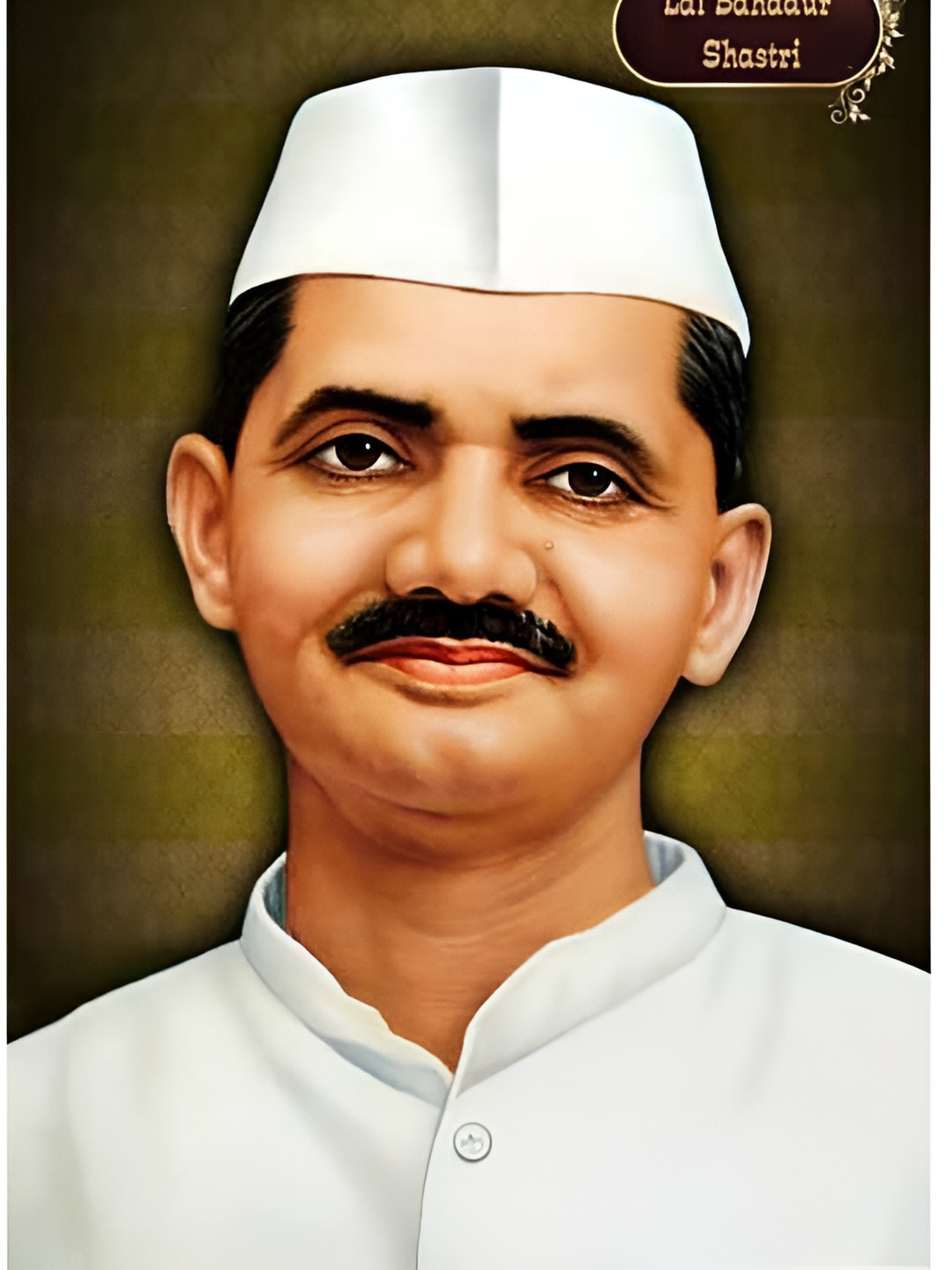 PnF Beige & white Lal Bahadur Shastri Wall Stickers