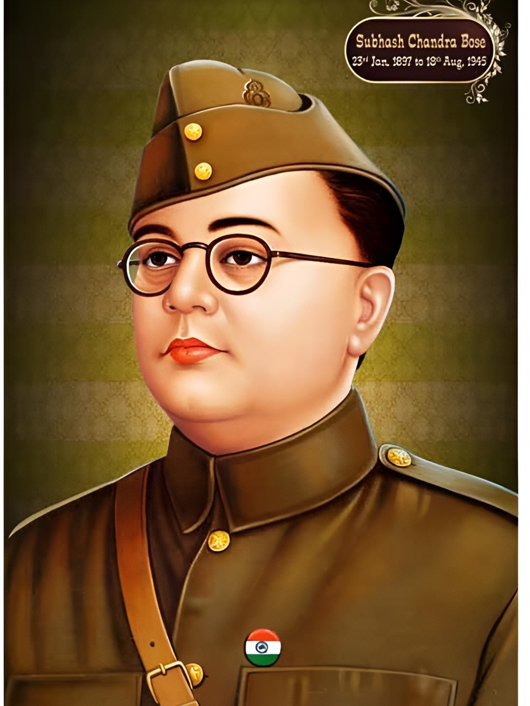 PnF Brown Subhash Chandra Bose Wall Stickers