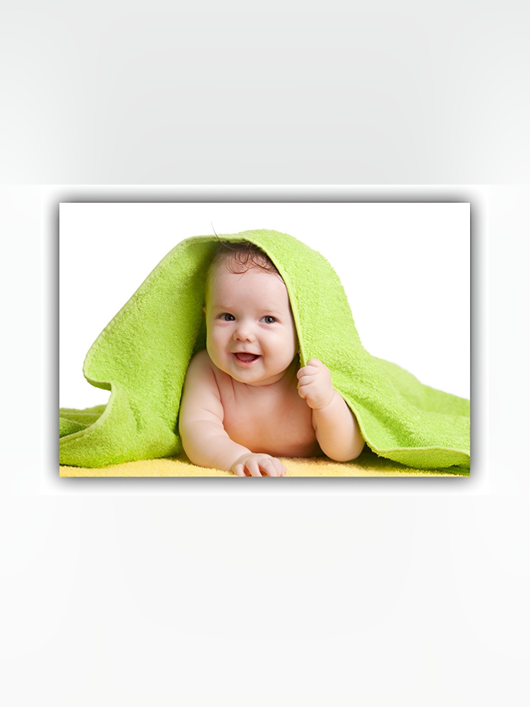 PnF White & Green Baby Printed Wall Photograph
