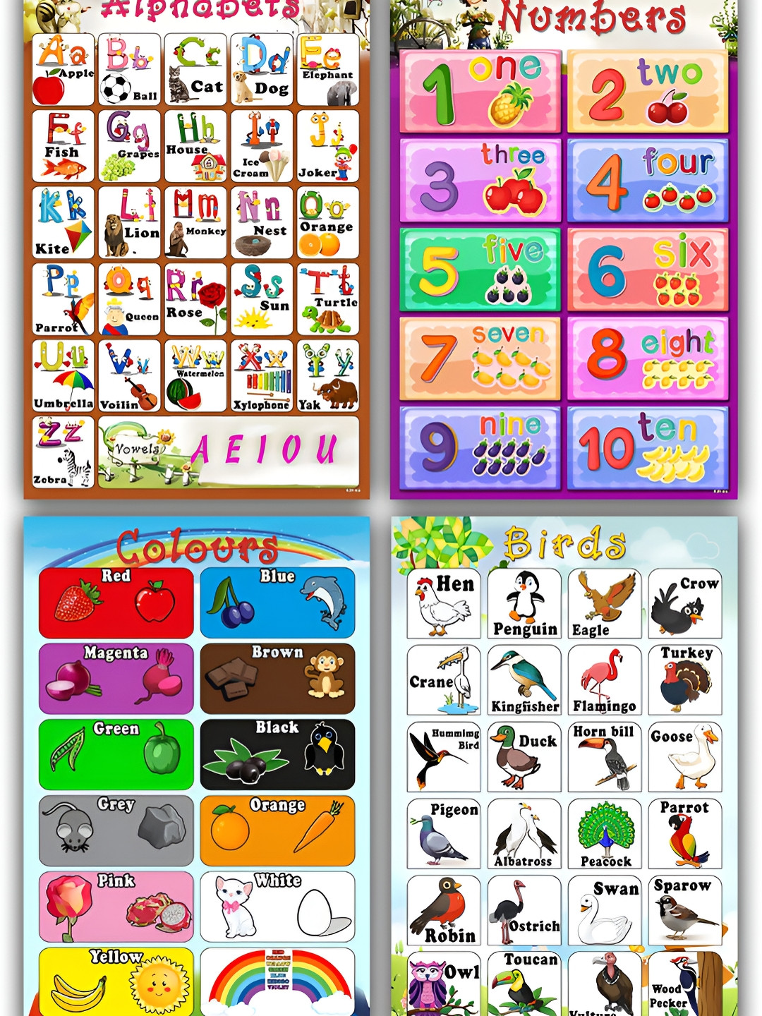 PnF White & Green Alphabet Charts Wall Stickers