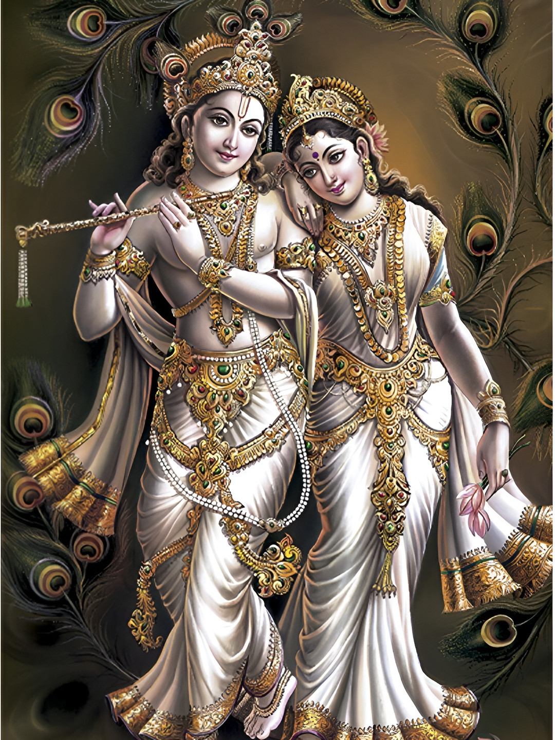 PnF Grey & Gold toned Radha & Krishna Religious Wall Stickers