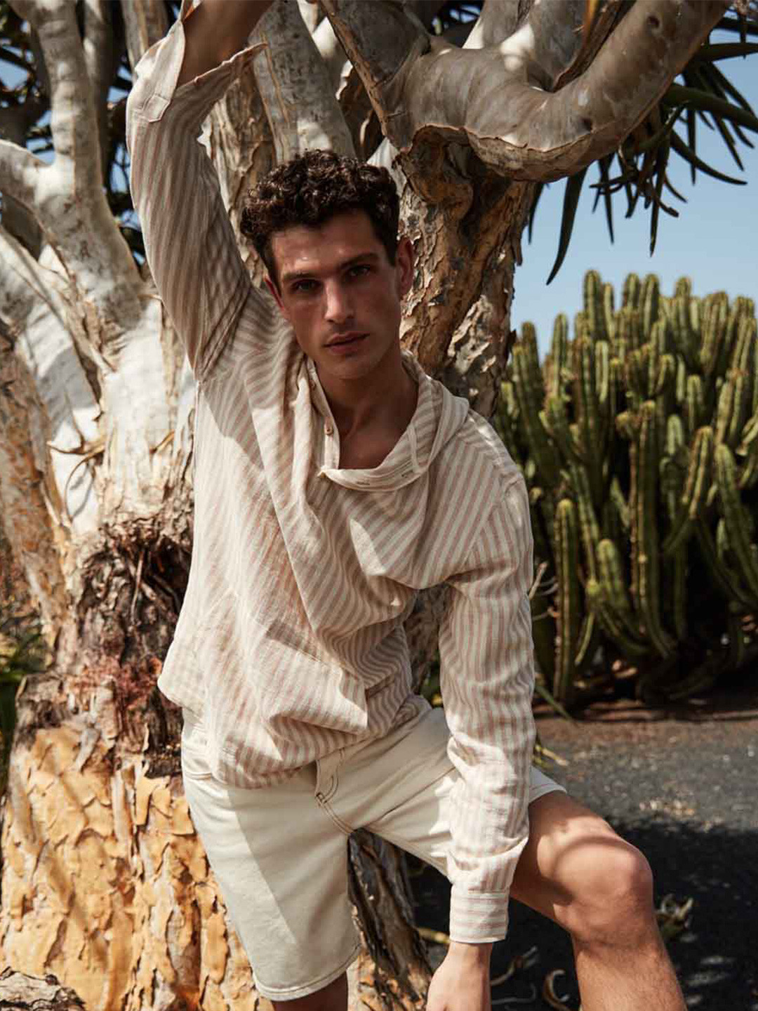 Trendyol Vertical Stripes Hooded Long Sleeves Casual Shirt