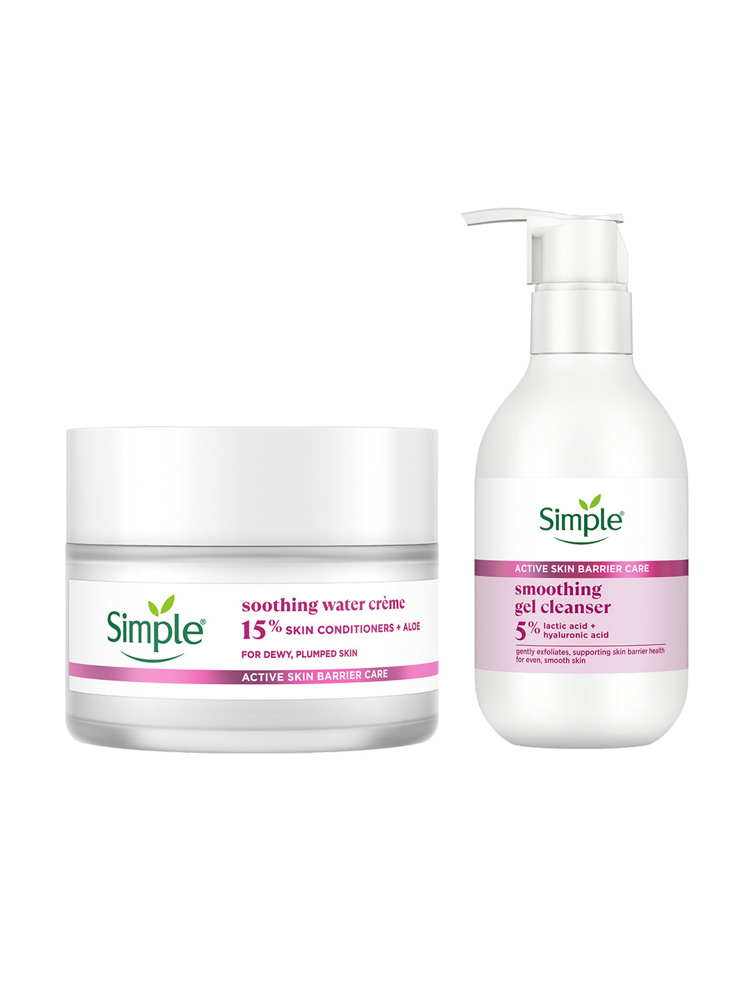 Simple Set of Active Skin Barrier Care Soothing Water Creme 40 g & Gel Cleanser 150 ml