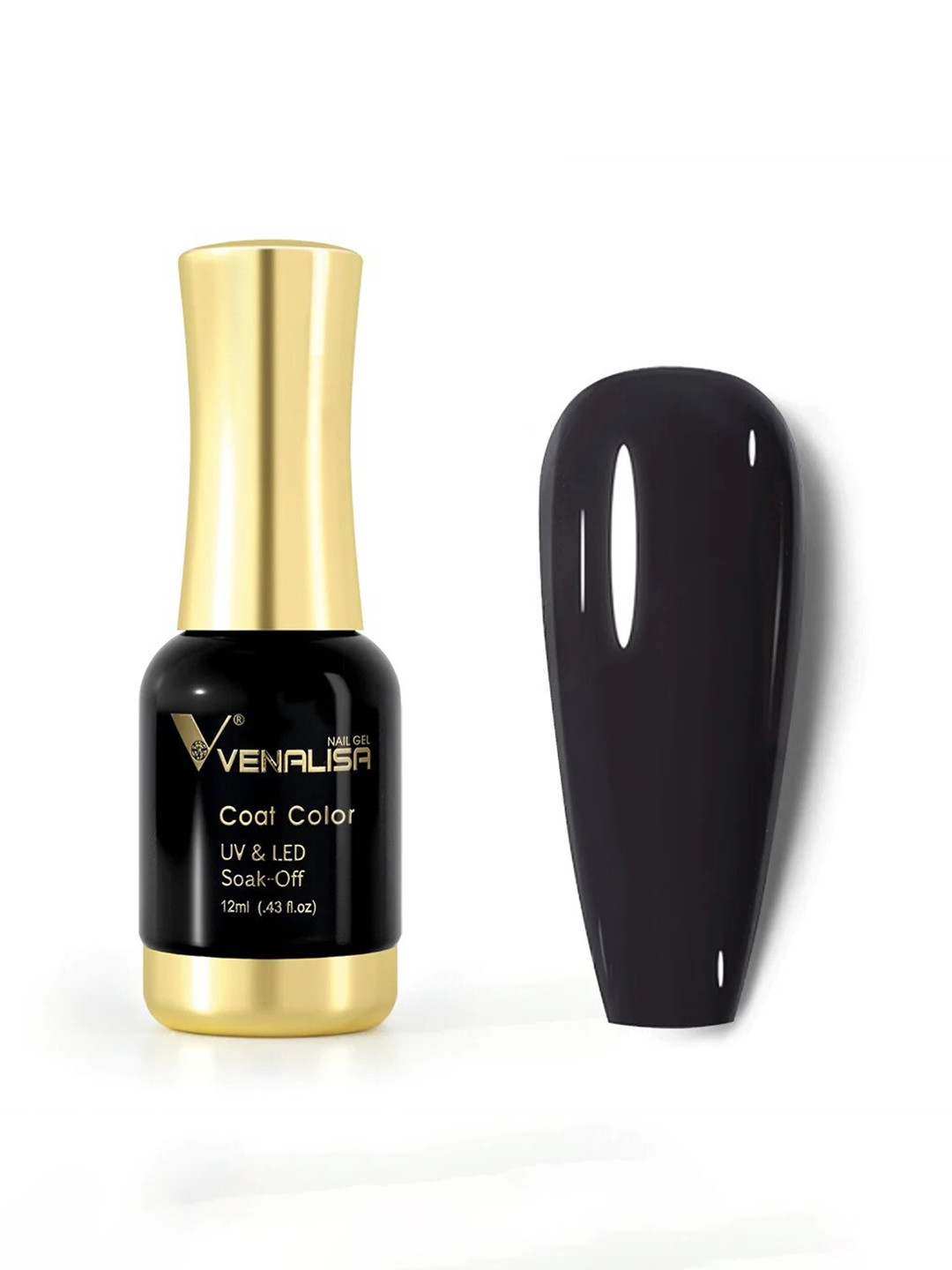 VENALISA Coat Color UV & LED Soak-Off Gel Nail Polish 12 ml - Grey Black 1084