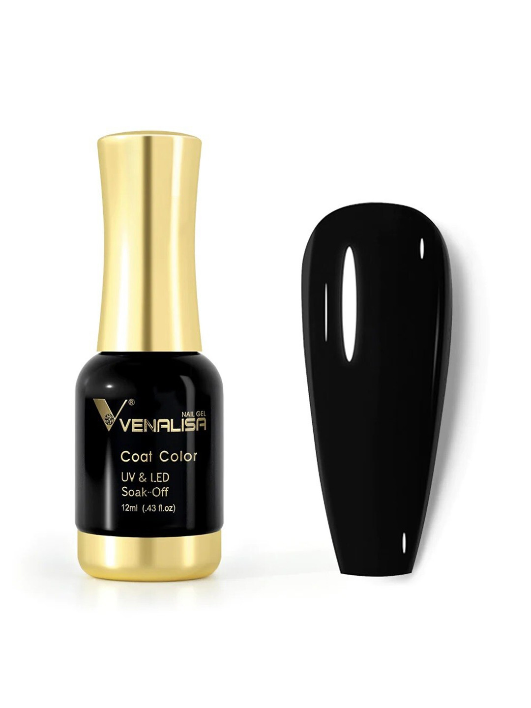 VENALISA Coat Color UV & LED Soak Off Gel Nail Polish 12ml - Black 1120