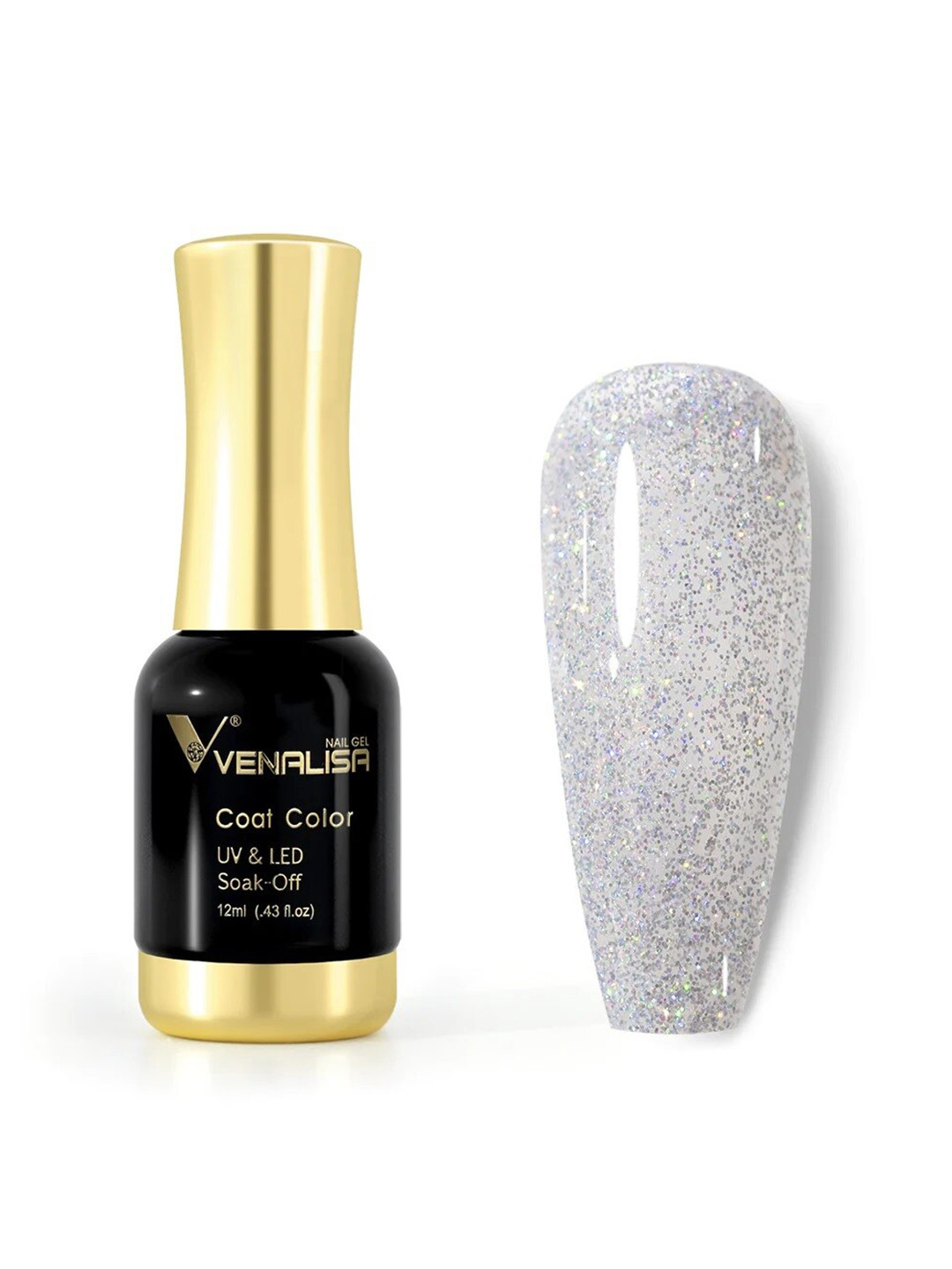 VENALISA Coat Color UV & LED Soak Off Gel Nail Polish 12ml - Colorful Silver 1103