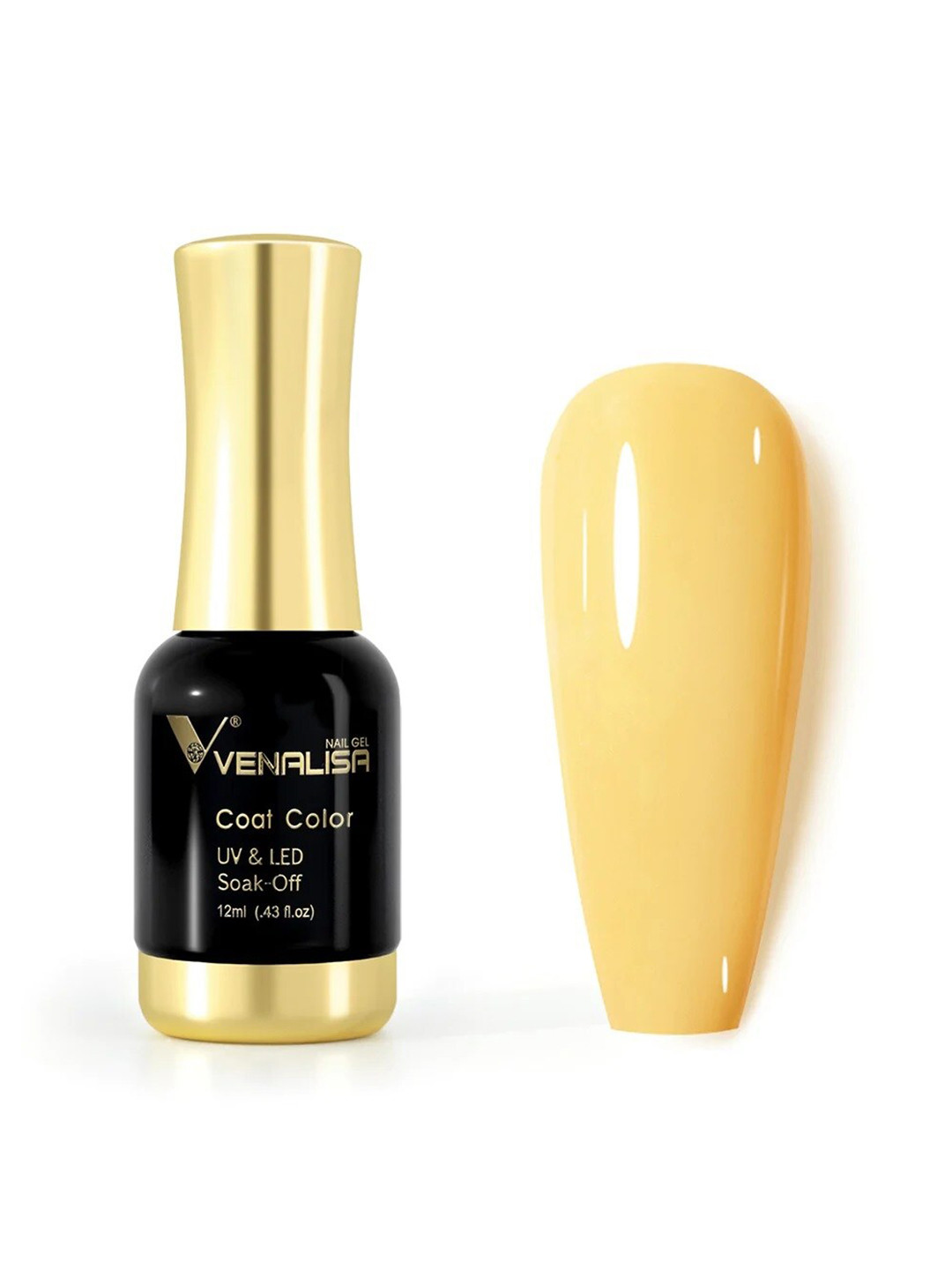 VENALISA Coat Color UV & LED Soak Off Gel Nail Polish 12ml - Lemon Yellow 1048