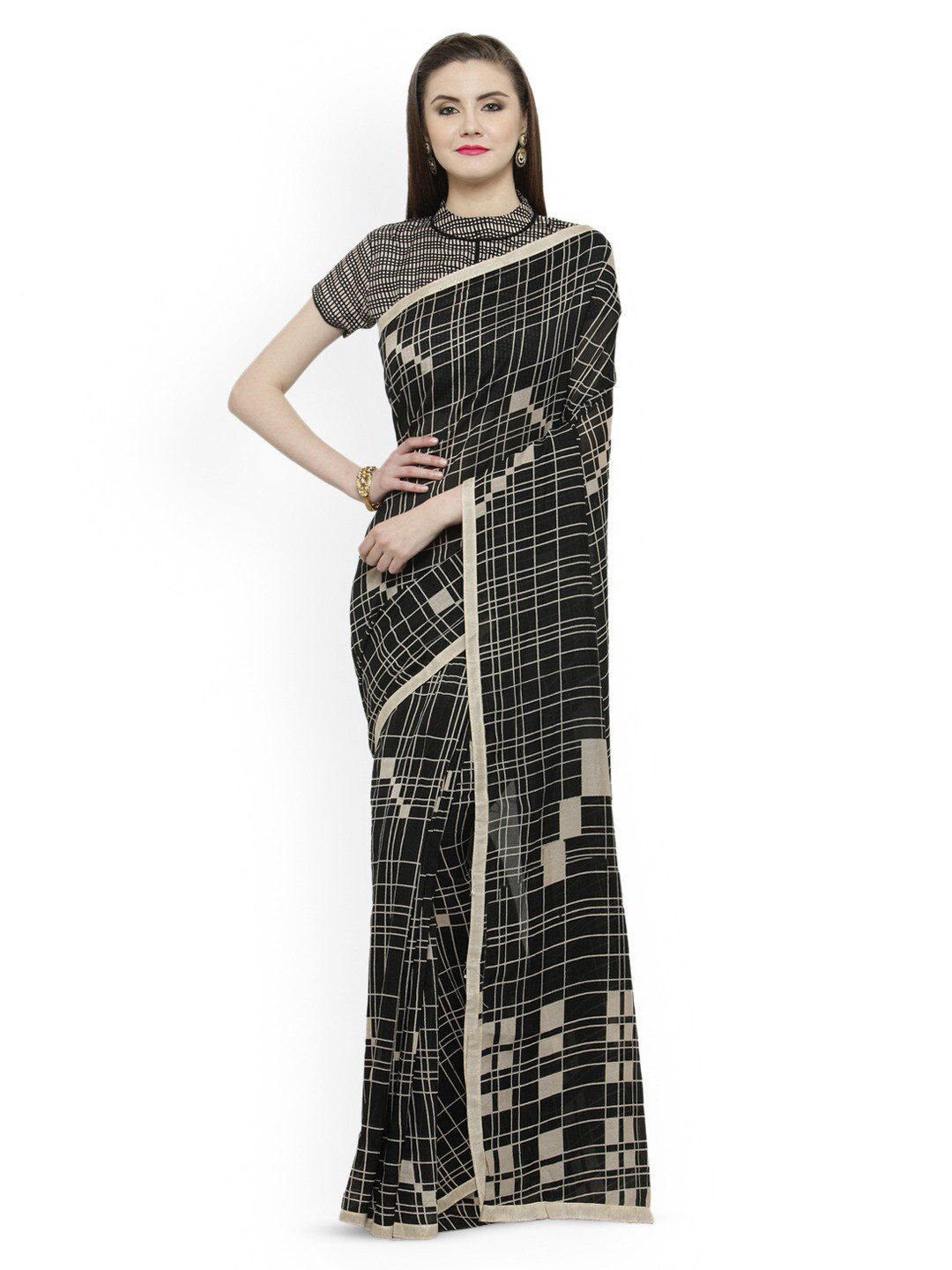 KALINI Checked Silk Cotton Saree