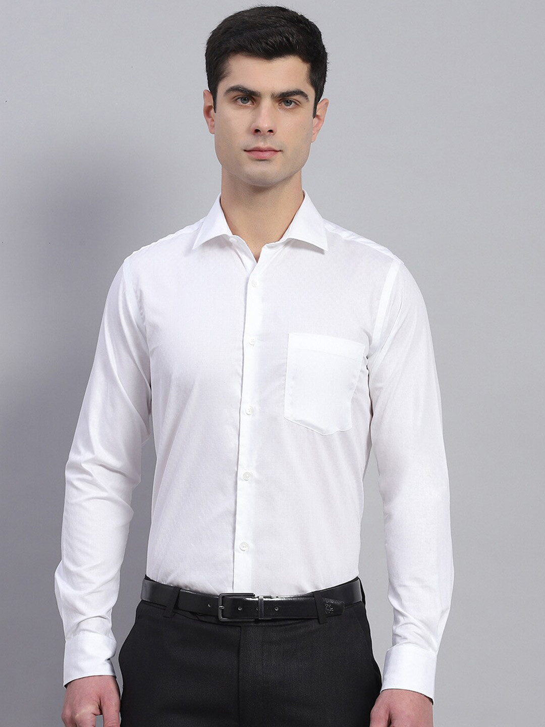 Monte Carlo Classic Spread Collar Long Sleeves Cotton Casual Shirt