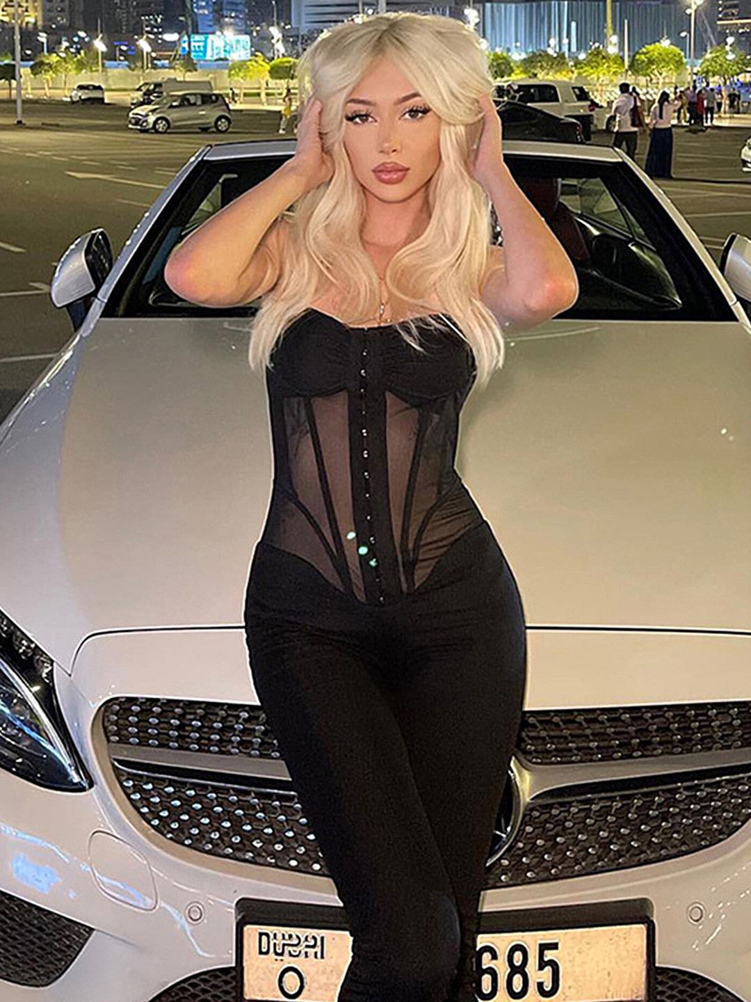 LULU & SKY Strapless Corsetry Basic Jumpsuit