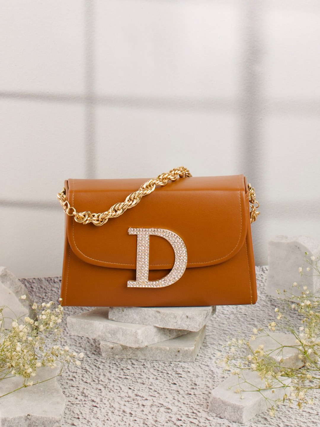 NR By Nidhi Rathi D Alphabhet Embellished Box Clutch