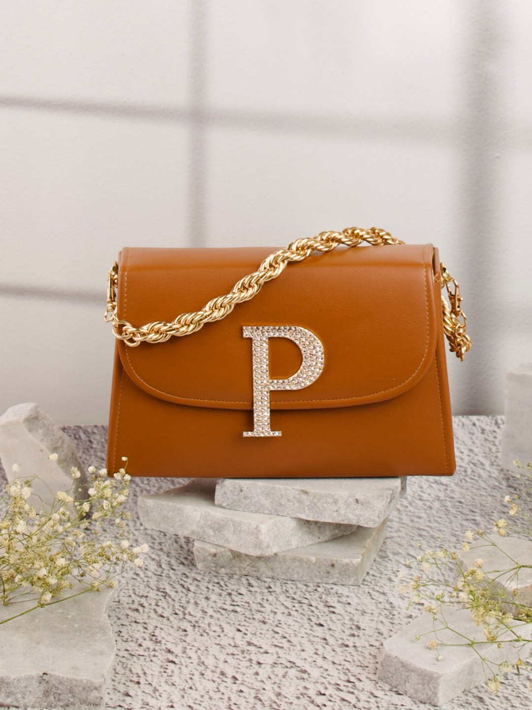 NR By Nidhi Rathi Alphabet Embellished Leather Purse Clutch