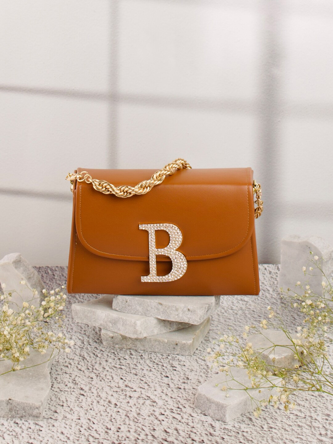 NR By Nidhi Rathi B Alphabhet Embellished Box Clutch