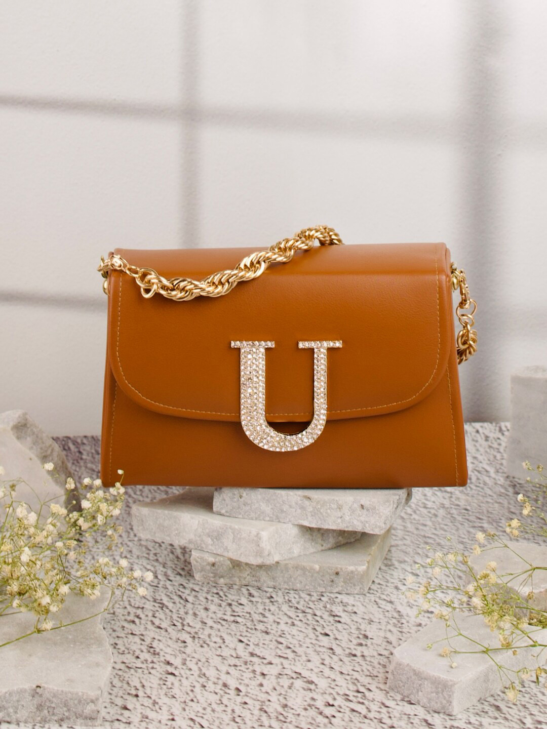 NR By Nidhi Rathi U Alphabhet Embellished Box Clutch