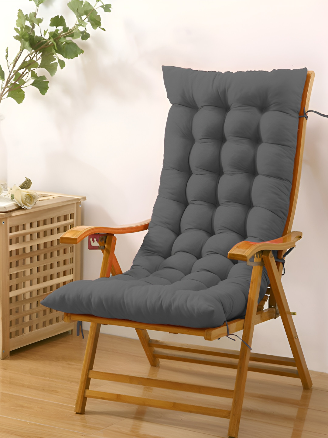 DADDY COOL Grey Rectangle Cotton Filled Rocking Chair Cushion