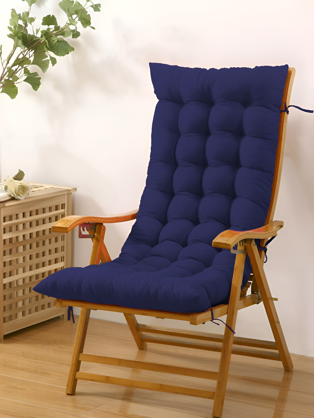 DADDY COOL Navy Blue Rectangle Cotton Filled Rocking Chair Cushion