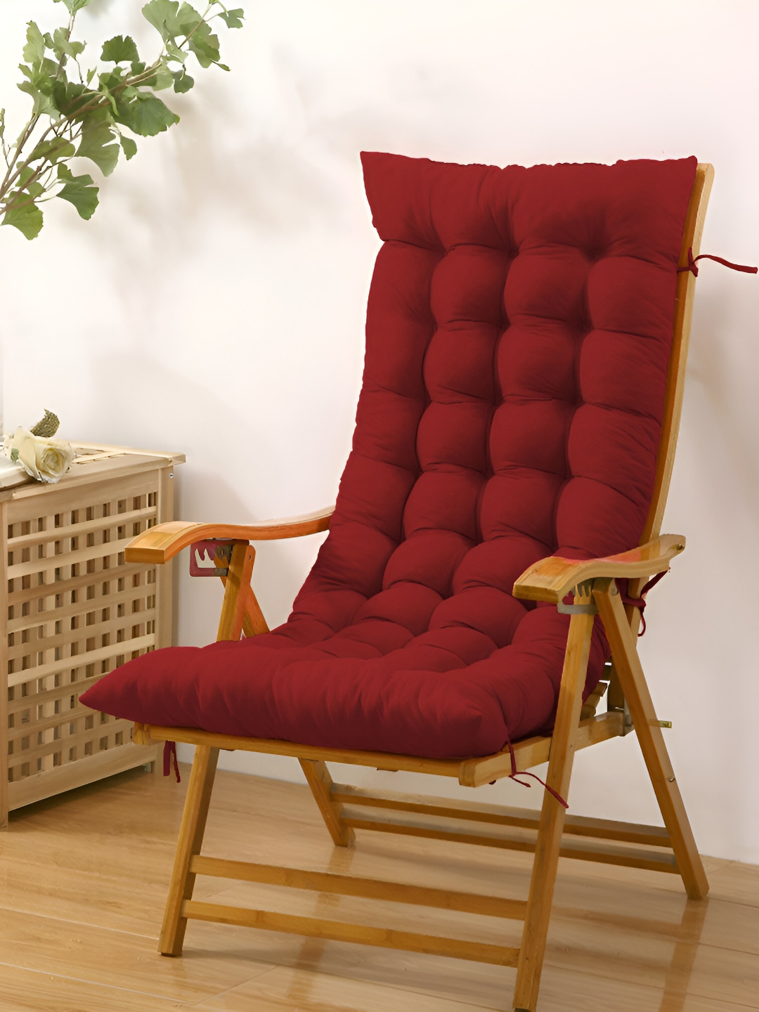 DADDY COOL Maroon Rectangle Cotton Filled Rocking Chair Cushion