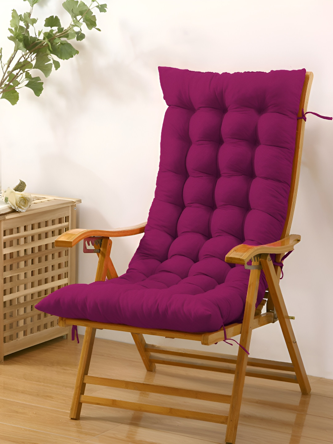 DADDY COOL Purple Rectangle Cotton Filled Rocking Chair Cushion