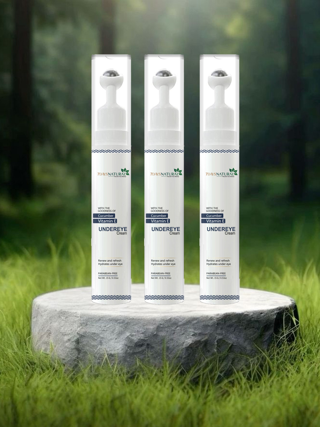 7DAYSNATURAL Set of 3 Aloe Vera Under Eye Cream With Vitamin E to Reduce Dark Circles-15g Each