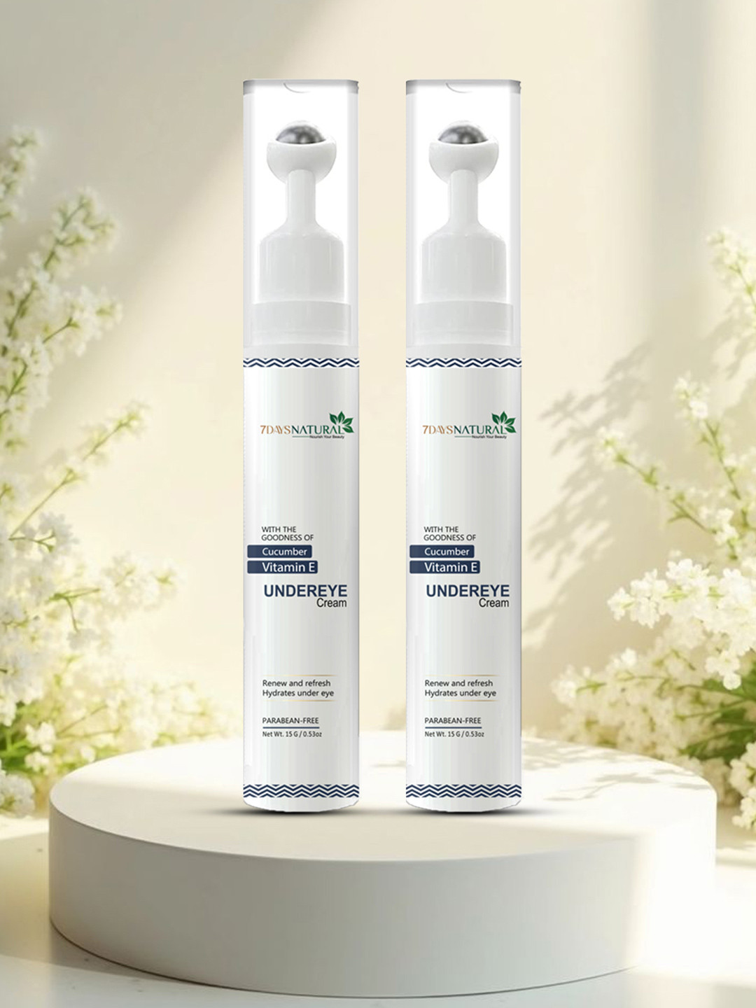 7DAYSNATURAL Set of 2 Aloe Vera Under Eye Cream With Vitamin E to Reduce Dark Circles-15g Each