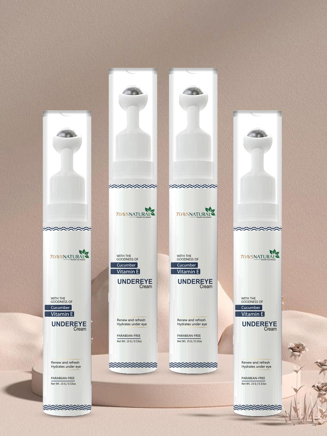 7DAYSNATURAL Set of 4 Aloe Vera Under Eye Cream With Vitamin E to Reduce Dark Circles-15g Each