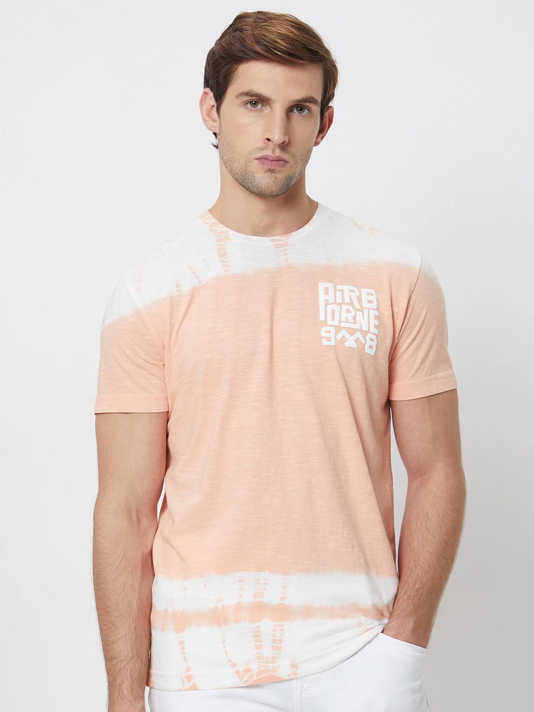 Mufti Tie and Dye Round Neck Slim Fit Cotton T-shirt