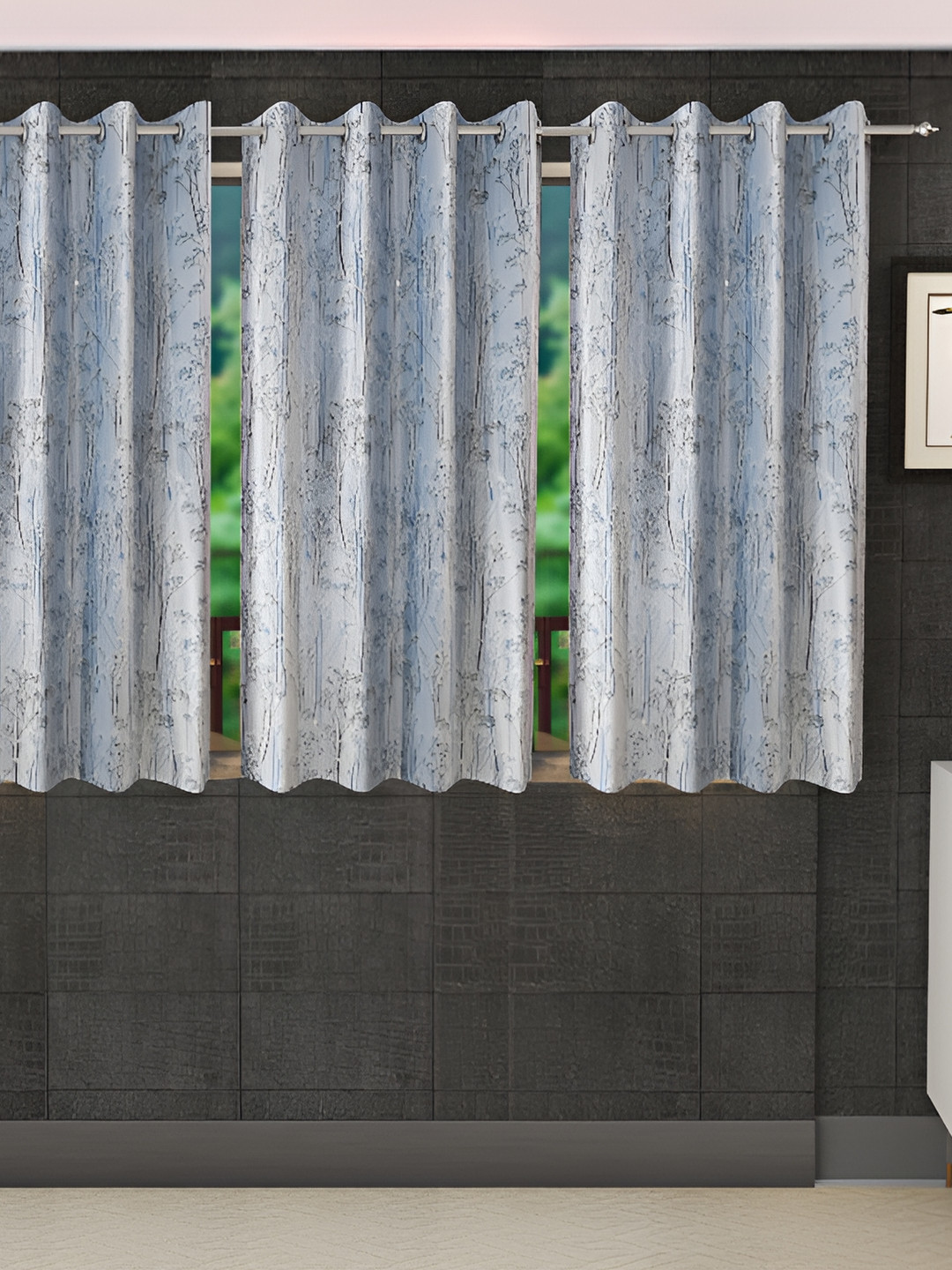 Stella Creations Blue 4 Pc Floral Room Darkening Window Curtains