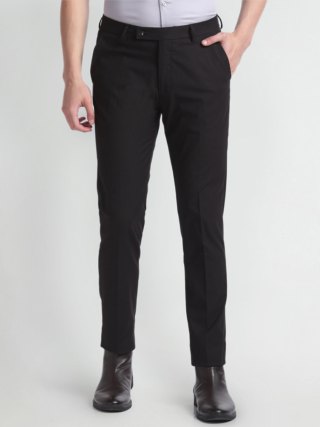 Arrow Men Mid-Rise Smart Super Slim Fit Formal Trousers