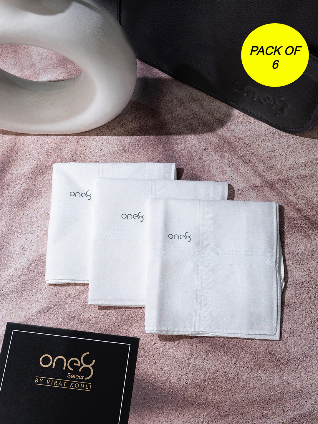 One8 Men Pack Of 6 Cotton Anti-Bacterial Handkerchiefs