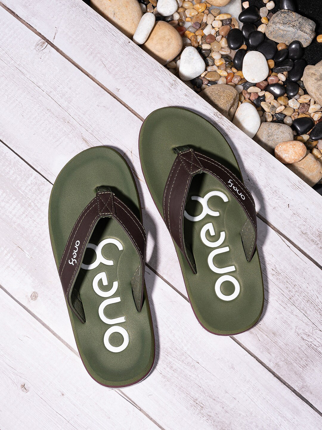 One8 Men Anti-Skid Rubber Sole Comfort Footbed Water Resistant Flip-Flops