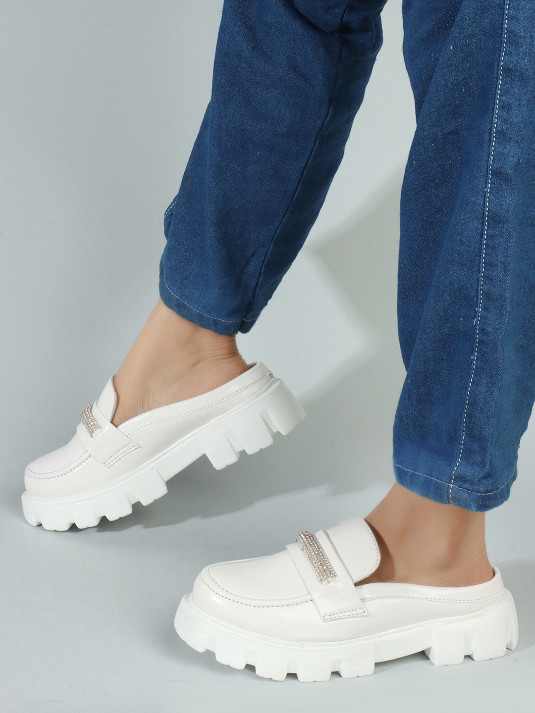 ICONICS Women Woven Design PU Slip-On Sneakers