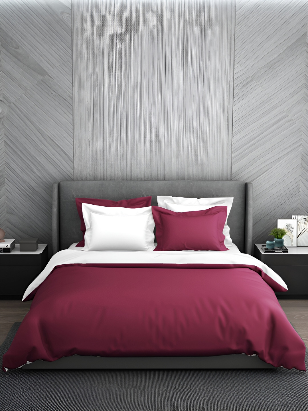 SPACES Hygro Hygro Maroon & White Printed Pure Cotton AC Room 350 GSM Double Bed Quilt