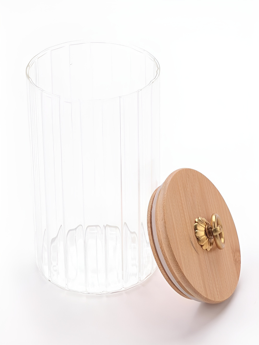 Kuber industries Lp020 Transparent Striped Glass Air Tight Screw Top Jar-820ml