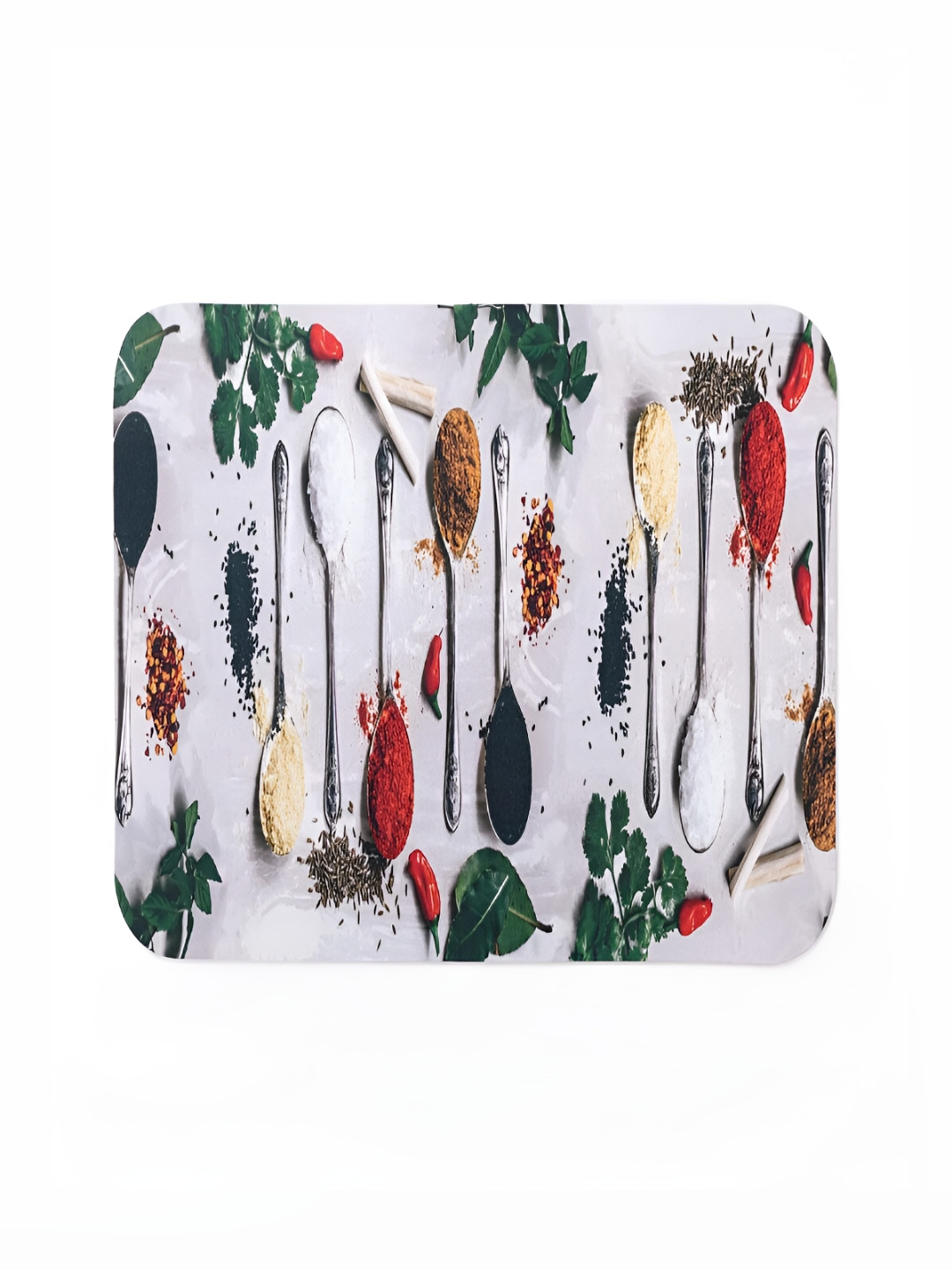 Kuber Industries White Green Printed Rectangular Kitchen Door Mat