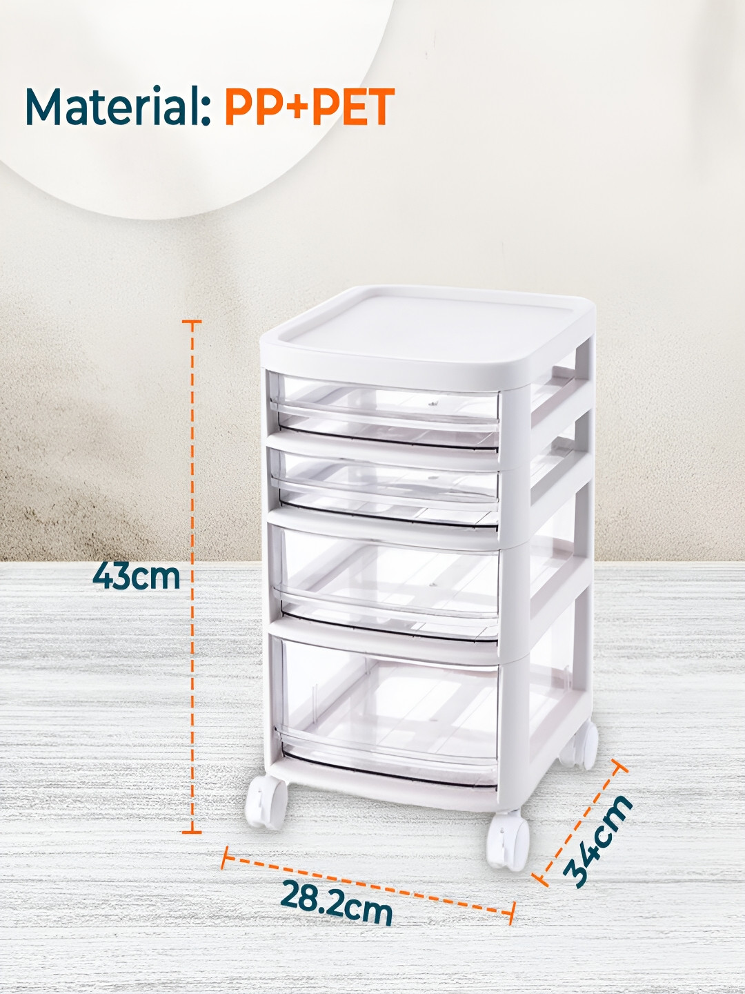 Kuber Industries White 4 Tired Organiser With Trolley