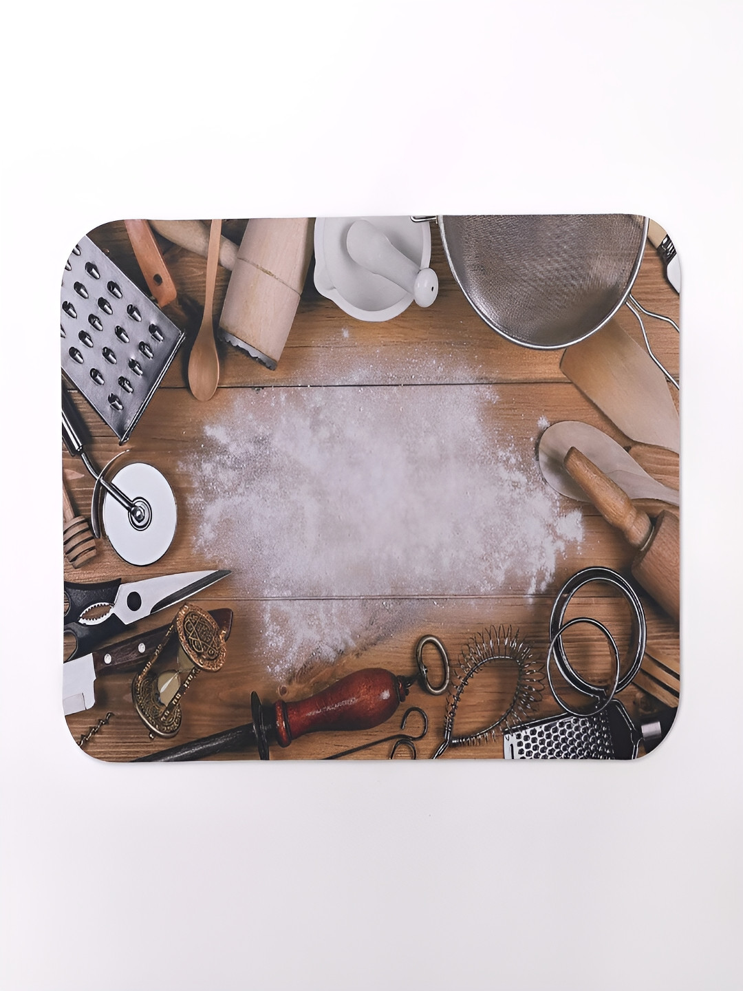 Kuber Industries Brown White Printed Rectangular Kitchen Door Mat