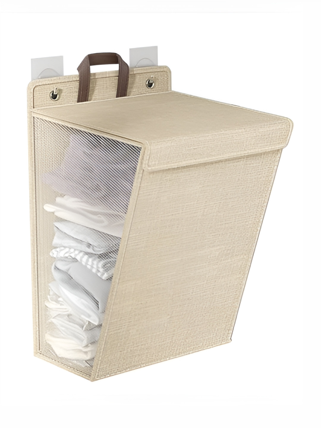 HOUSE OF QUIRK Beige Wall Mounted Foldable Laundry Bag