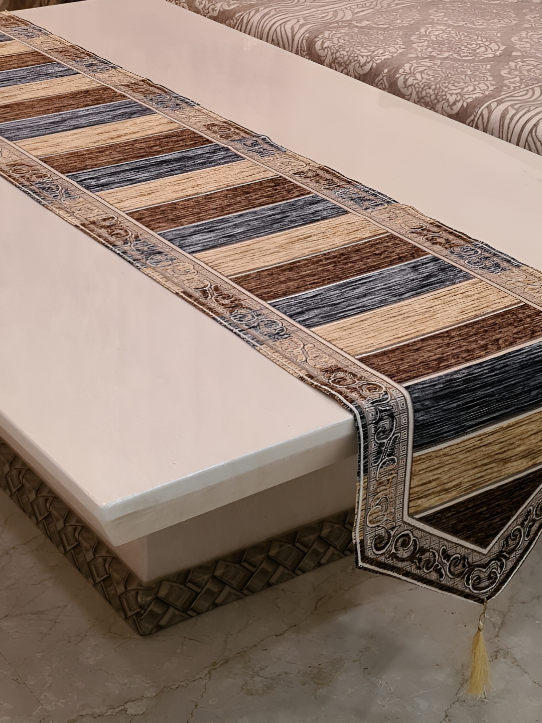 GROKI Red & Blue Striped Pure Cotton Table Runner